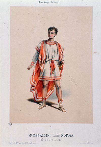 Zpěvák Achille De Bassini v podání Pollioneho v opeře La Norma od Unknown artist
