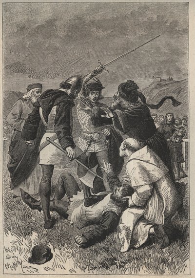 Pomluva šetří od Rothsay - ilustrace z 19. století k historickému románu „The Pretty Girl of Perth or Valentine