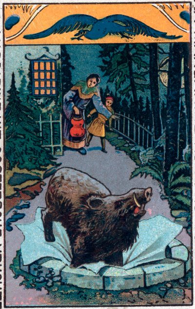 Ten hrozný kanec. Čínská pohádka. Chromolitografie z konce 19. století. od Unknown artist