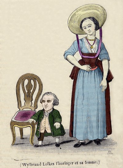 Hodinář Wylbrand Lolkes se svou ženou. 19. století rytina. od Unknown artist
