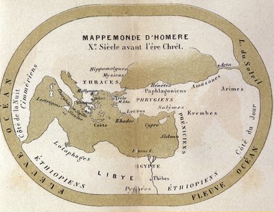 Mapa světa Homera. 9. století před naším letopočtem. od Unknown artist