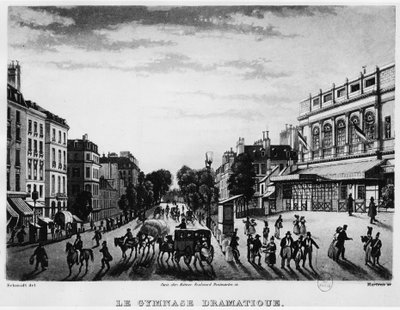 Divadlo: Dramatické gymnázium Boulevard Bonne Nouvelle - rytina od Unknown artist
