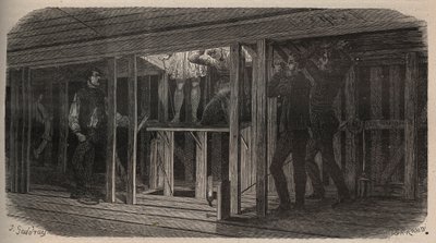 Divadelní triky - polykání - rytina 1875 od Unknown artist