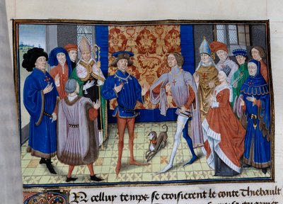Setkávají se Thibaut III z Champagne (1179-1201), Louis (zemřel 1205), hrabě z Blois a Chartres a Baudouin IX z Flander (nebo Baudouin VI z Hainaut), známý jako Baudouin I. z Konstantinopole (1171-1206). Miniatura v „“ Chronicle du temps de Herode Antipas“ od Unknown artist