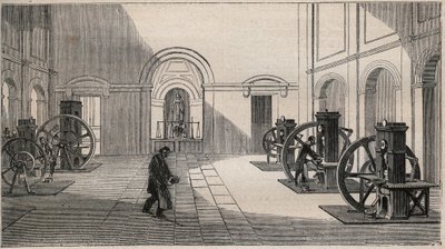Peněžní lis Thonnelier v La Monnaie v Paříži - rytina z roku 1877 od Unknown artist