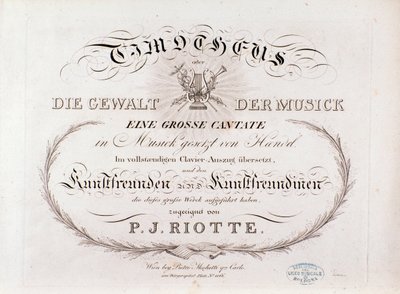 Titulní strana partitury Timothea od GF Händela (1812) od Unknown artist