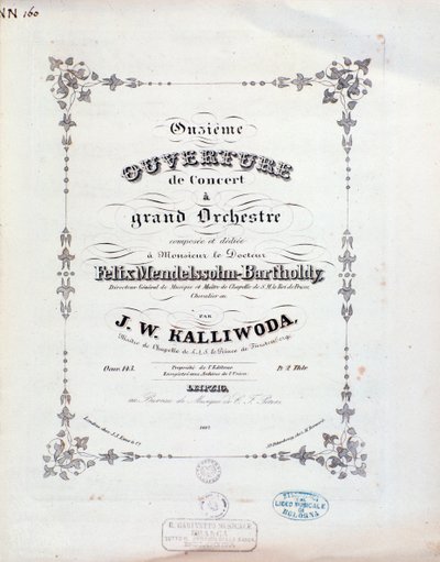 Titulní strana partitury ouverture č. 11 od Kalliwody od Unknown artist