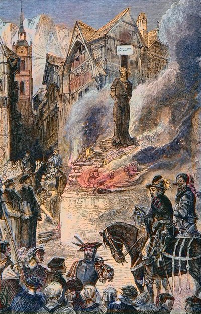 Mučení Michela Serveta v Ženevě (Michael Servetus) (Michel de Villeneuve) Španělský lékař a teolog (1511-1553) - Le torice de Michel Servet (Miguel Serveto) (1511-1553) Ženeva, španělský lékař a teolog Engraving od Unknown artist