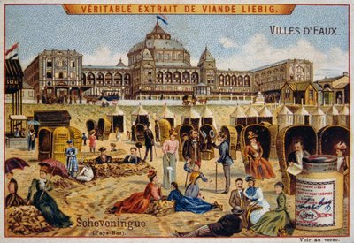 Turisté na pláži v holandském Scheveningenu od Unknown artist