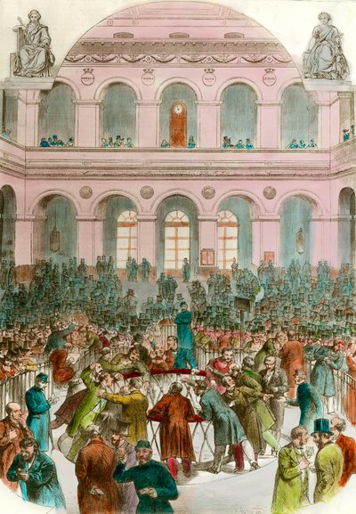 Trash devizových agentů na Bourse de Paris Rytina 1856 Soukromá sbírka od Unknown artist