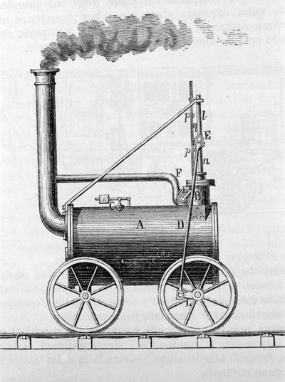 Lokomotiva Trevithick. 19. století rytina. od Unknown artist