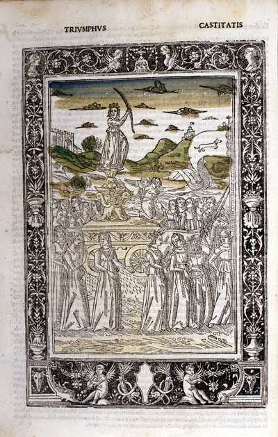 Triumph of the Chastity of Petrarca (Francesco Petrarca). Miniatury sd. Bibl. Trivulziana, Milán. od Unknown artist
