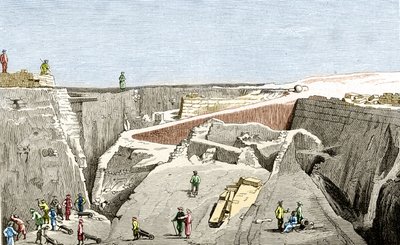 Trojské vykopávky vedené Heinrichem Schliemannem, sd. 19. století. od Unknown artist