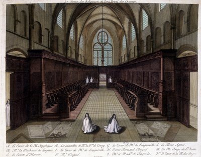 Dvě jeptišky se modlí v opatství Port Royal des Champs (Port-Royal-des-Champs). od Unknown artist