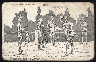 Spojené království: Vtipná pohlednice vyrobená ve Francii během 1. světové války pro britské jednotky. od Unknown Artist