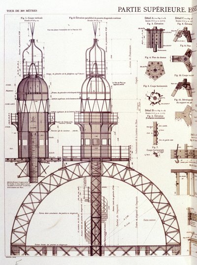 Horní část (3. patro) Eiffelovy věže - průmyslový design od Unknown artist