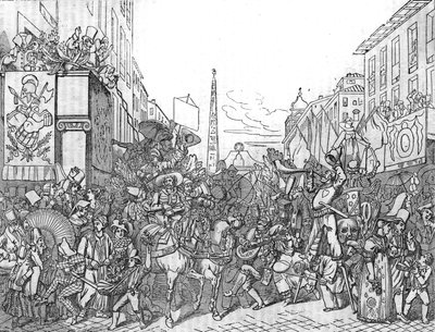 Via del Corso v Římě během karnevalu (Carnevale) v roce 1836. od Unknown artist