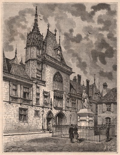 Pohled z ulice Palais Jacques Coeur v Bourges, Francie od Unknown