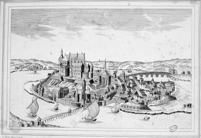 Pohled na Decize v roce 1640 - rytina od Unknown artist