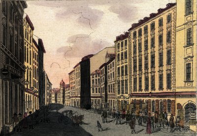 Pohled na ulici Kohlmarkt ve Vídni, Rakousko Rytina z roku 1820 od Unknown artist