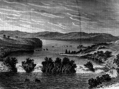 Pohled na jezero Victoria, Afrika. Rytina do „The Journal of Youth“ od Unknown artist
