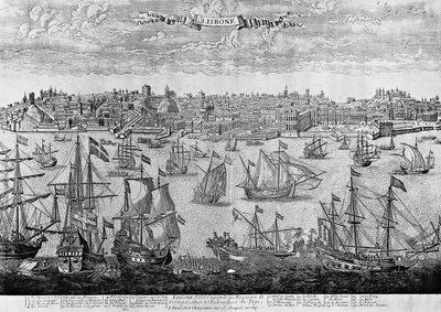 Pohled na Lisabon, rytina, Portugalsko od Unknown artist
