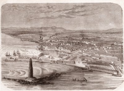 Pohled na Livorno (Livorno - Toskánsko - Toskánsko) - Toskánsko - rytina 1860 od Unknown artist