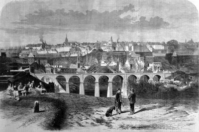 Pohled na město Lucemburk. 19. století rytina. od Unknown artist
