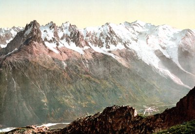 Pohled na Mont Blanc: Řetězec Mont Blanc kolem roku 1890 od Unknown artist