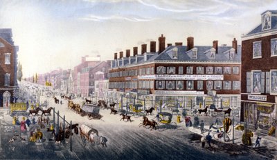 Pohled na New York: Broadway. Rytina z roku 1840. od Unknown artist