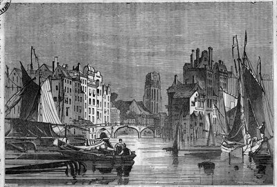 Pohled na Rotterdam, Nizozemsko. Rytina z roku 1836. od Unknown artist