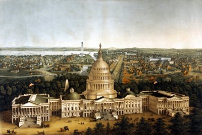 Pohled na Washington a Bílý dům v představení z roku 1820. od Unknown artist