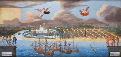Pohled na dánskou kolonii Tranquebar v Indii, kolem roku 1658 (olej na plátně) od Unknown artist