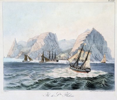 Pohled na ostrov Svatá Helena v “” Pohledy a krajiny rovnodenných oblastí, sesbírané na cestě kolem světa””, sd. počátku 19. století od Unknown artist