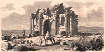 Pohled na římský vítězný oblouk zvaný Trajan v Alžírsku od Unknown