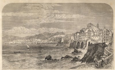 Pohled na starověký přístav Janov - Pohled na přístav Genes - Genova en 1861 - Rytina od Unknown artist