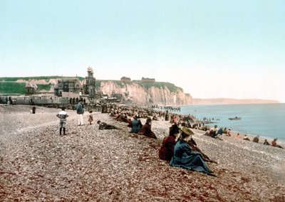 Pohled na pláž a kasino Dieppe. Fotochrom v. 1890. od Unknown artist