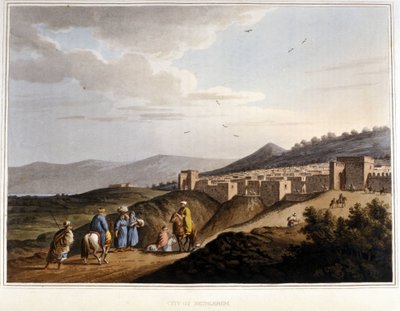 Pohled na město Betlém na Západním břehu Jordánu. Opevnění. 19. století. od Unknown artist