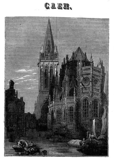 Pohled na město Caen v Normandii v 19. století. od Unknown artist