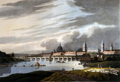 Pohled na město Drážďany v Německu. 1815. od Unknown artist