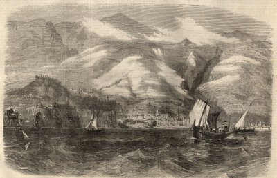 Pohled na město Funchal na ostrově Madere (Madeira) v Portugalsku. Rytina do „“The Illustrated London News““ z 29. února od Unknown artist