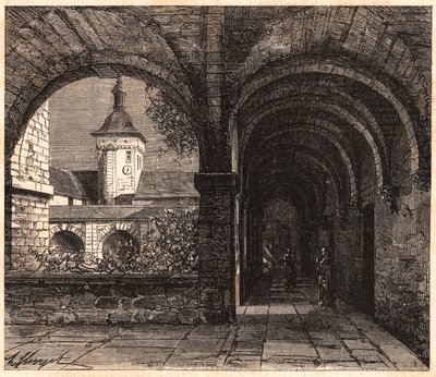 Pohled na klášter opatství Solesmes z galerie, Sarthe, Francie od Unknown