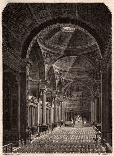 Pohled na interiér kostela Madeleine v Paříži v roce 1843, krátce poté, co byl otevřen pro bohoslužby od Unknown