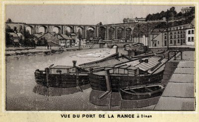 Pohled na port de la Rance v Dinan, Cote d