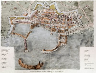 Pohled na přístav Civitavecchia nedaleko Říma. 19. století. od Unknown artist