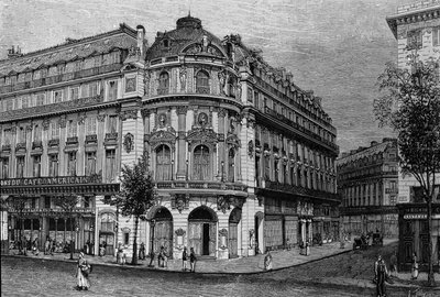 Pohled na divadlo du Vaudeville v Paříži. od Unknown artist