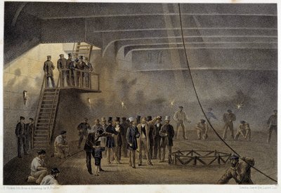 Návštěva prince z Walesu uvnitř lodi pokládající atlantický telegrafní kabel od Unknown artist