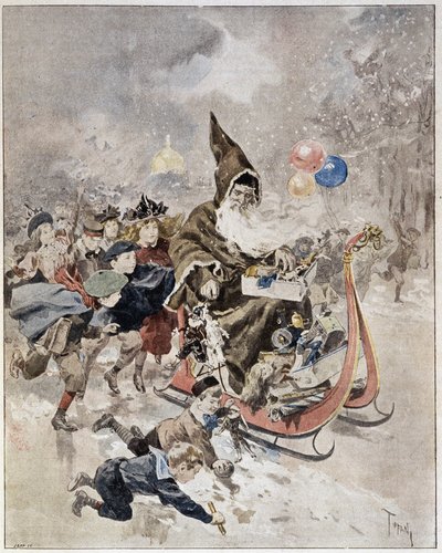 Akvarel zobrazující Santa Clause. ""Ilustrovaný svět"". 21.12.1895. od Unknown artist