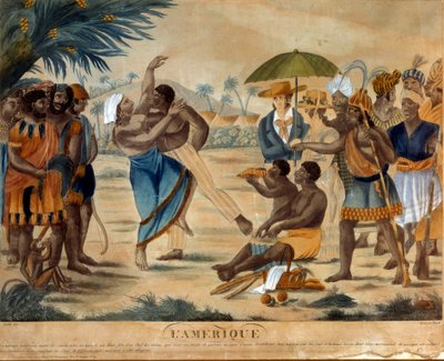 Svatba mezi černou a kreolkou. 19. století rytina. La Rochelle, Musee Du Nouveau Monde od Unknown artist