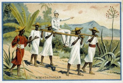 Bílé tlusté střevo na invalidním vozíku, Madagaskar - Chromo od Unknown artist